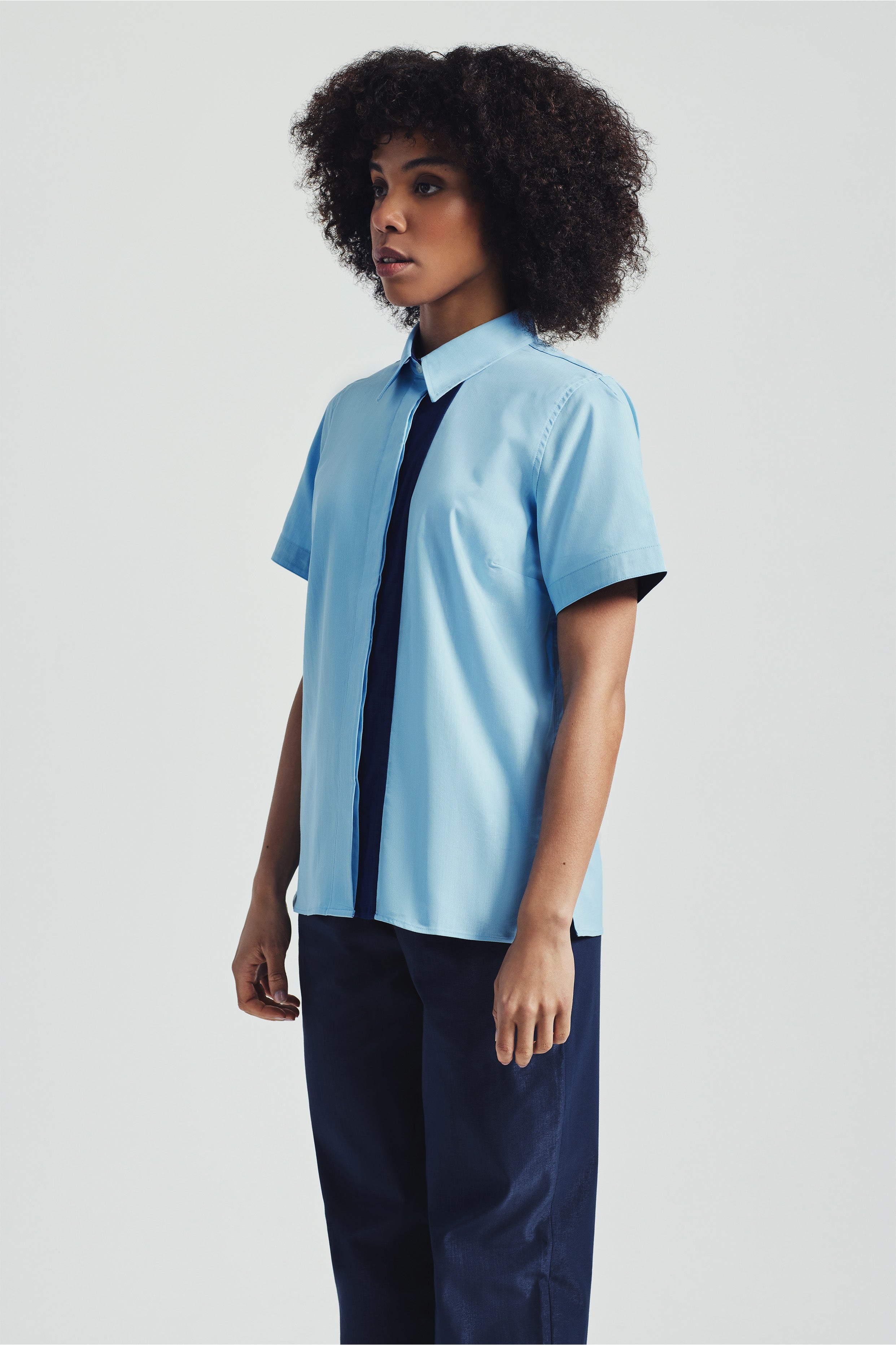 Daryl Blouse - Sky Blue/Navy