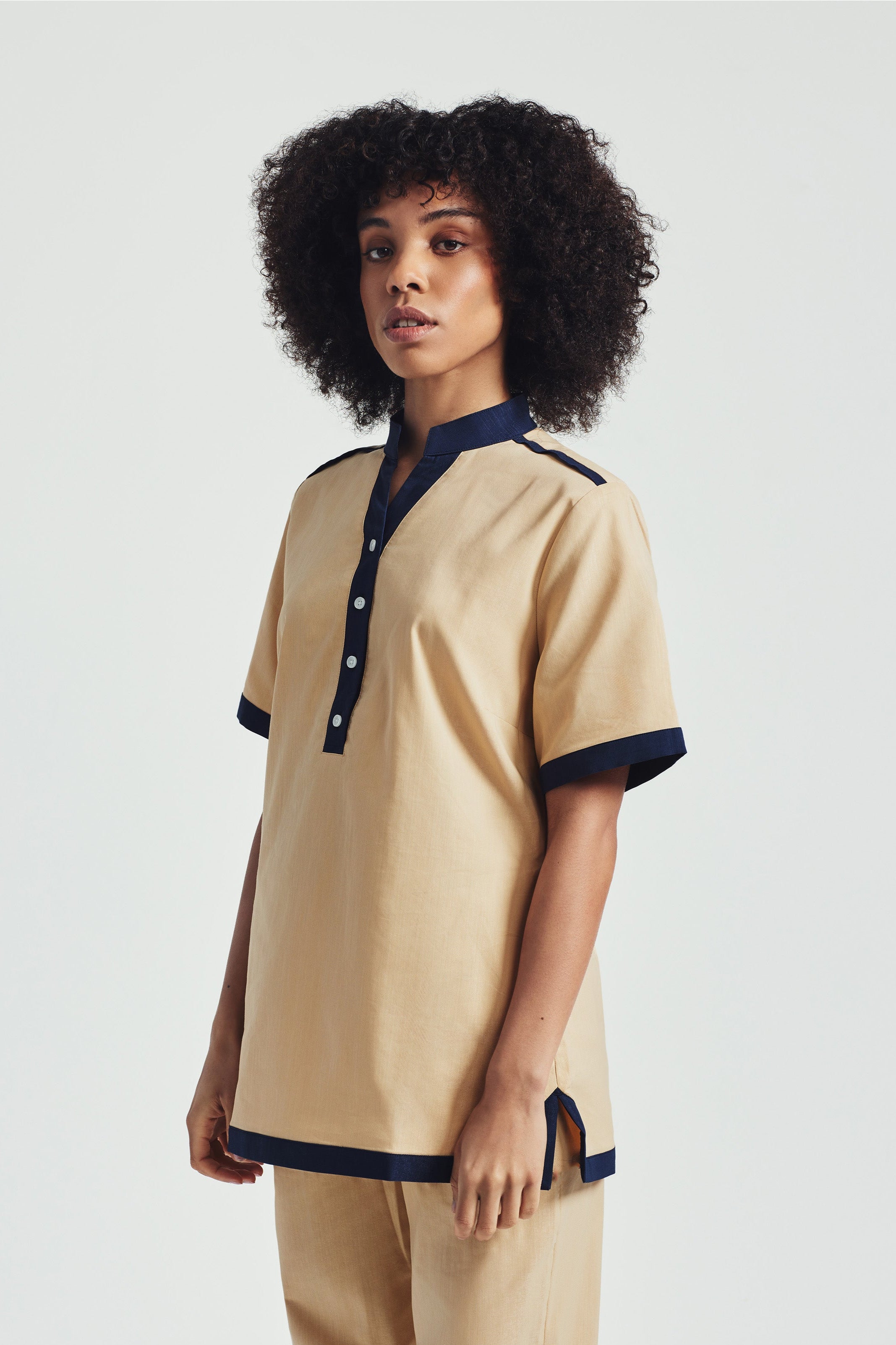 Hannah Tunic - Almond/Navy