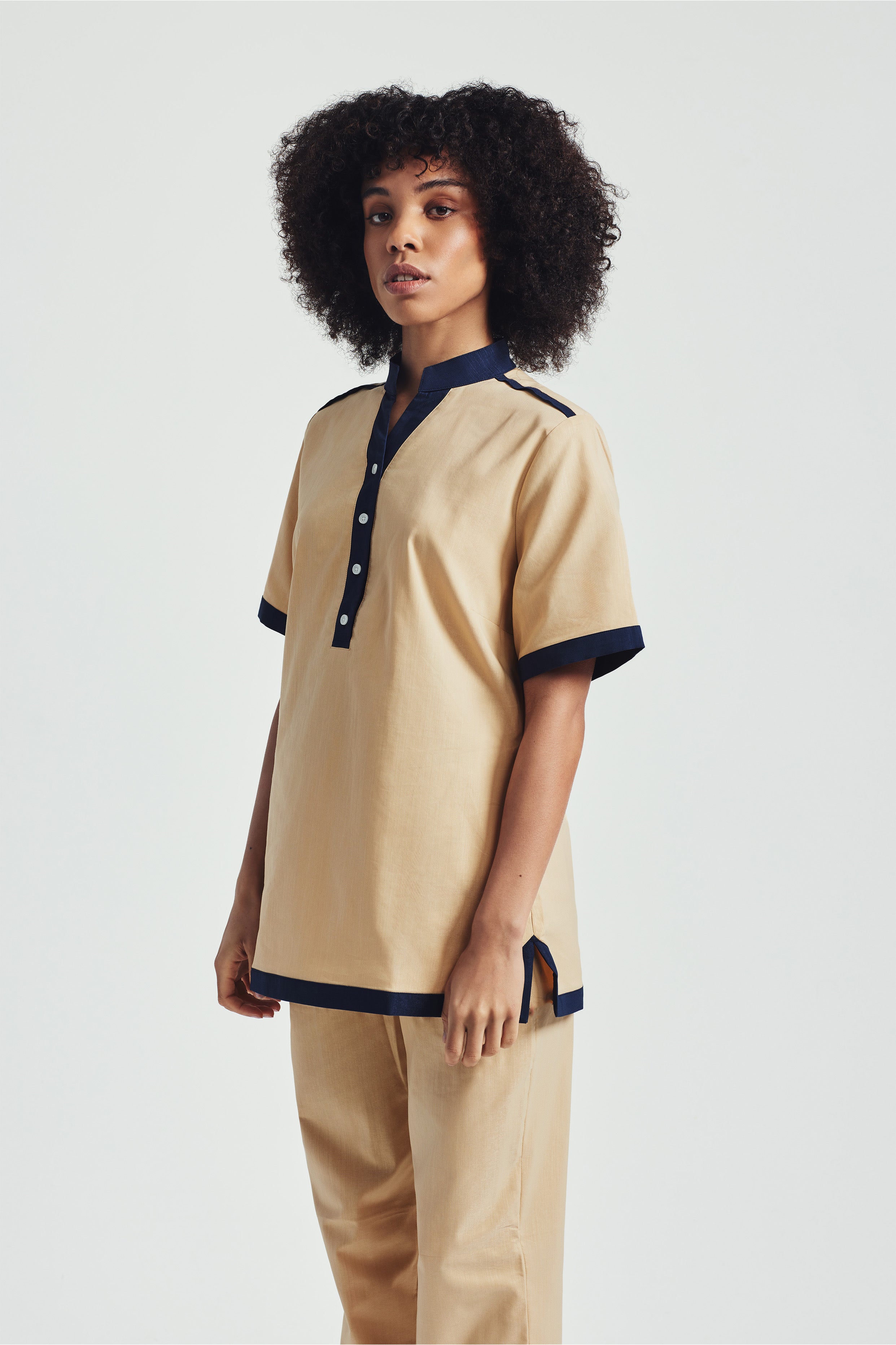 Hannah Tunic - Almond/Navy