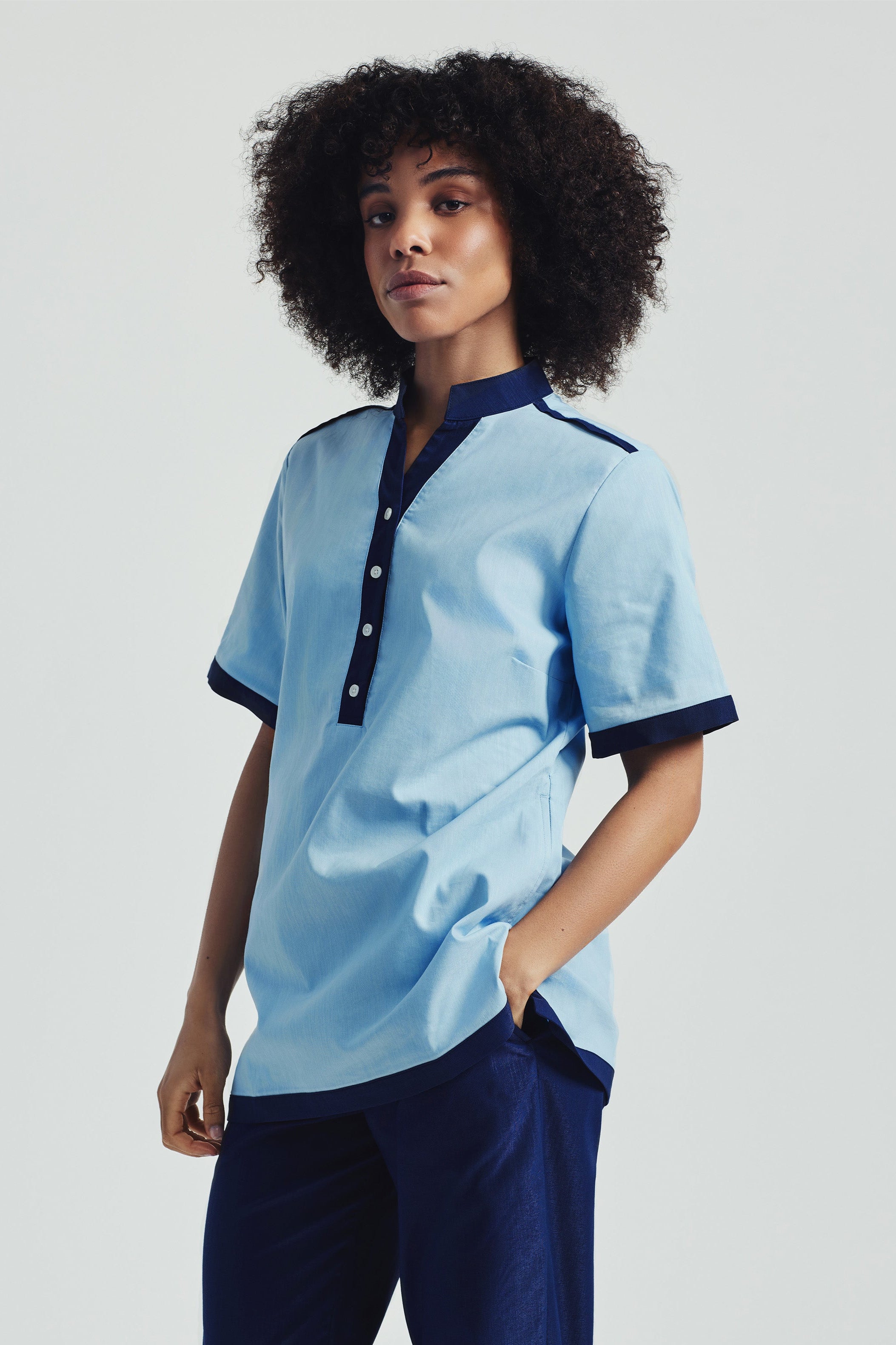 Hannah Tunic - Sky Blue/Navy