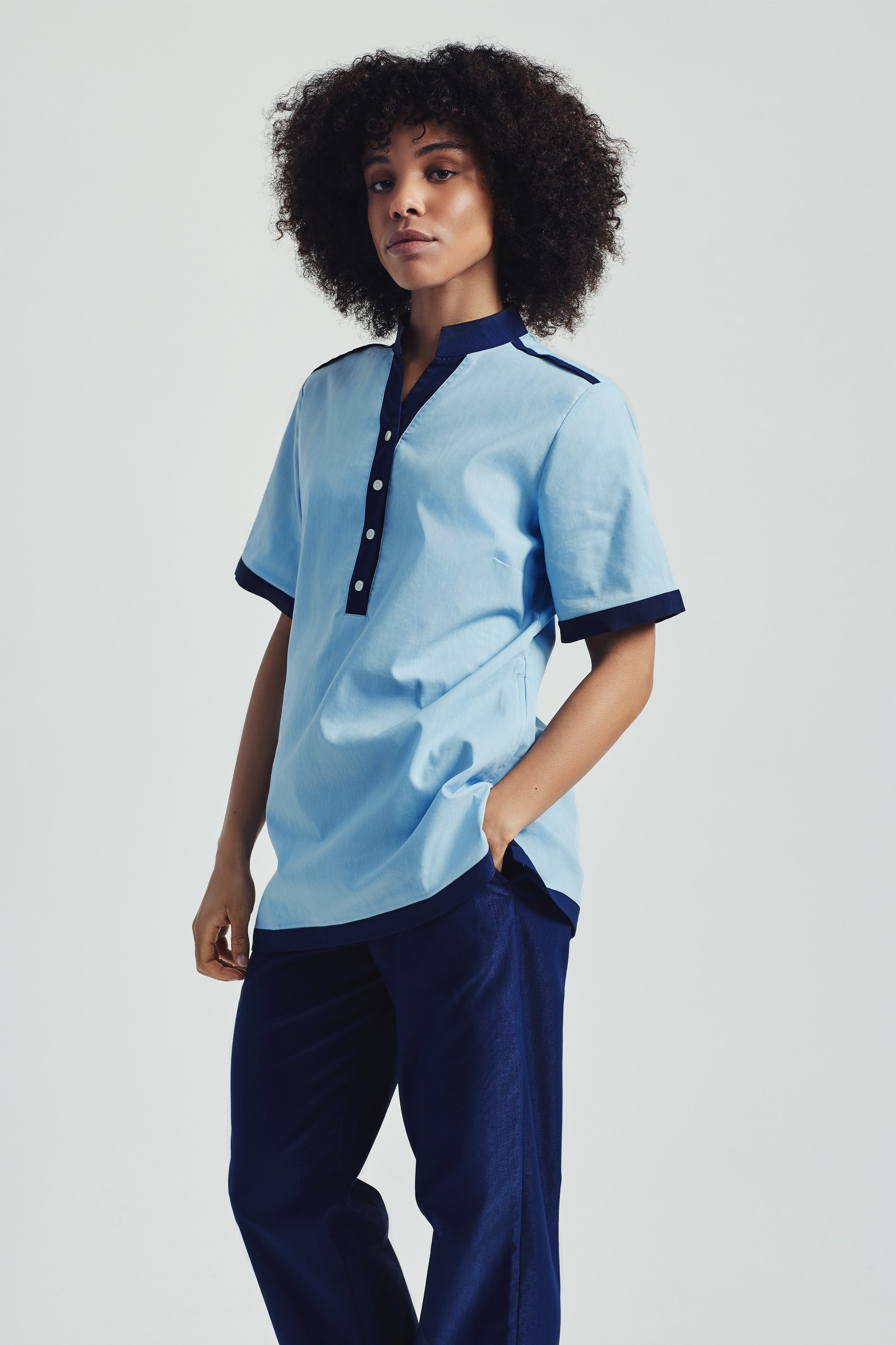 Hannah Tunic - Sky Blue/Navy