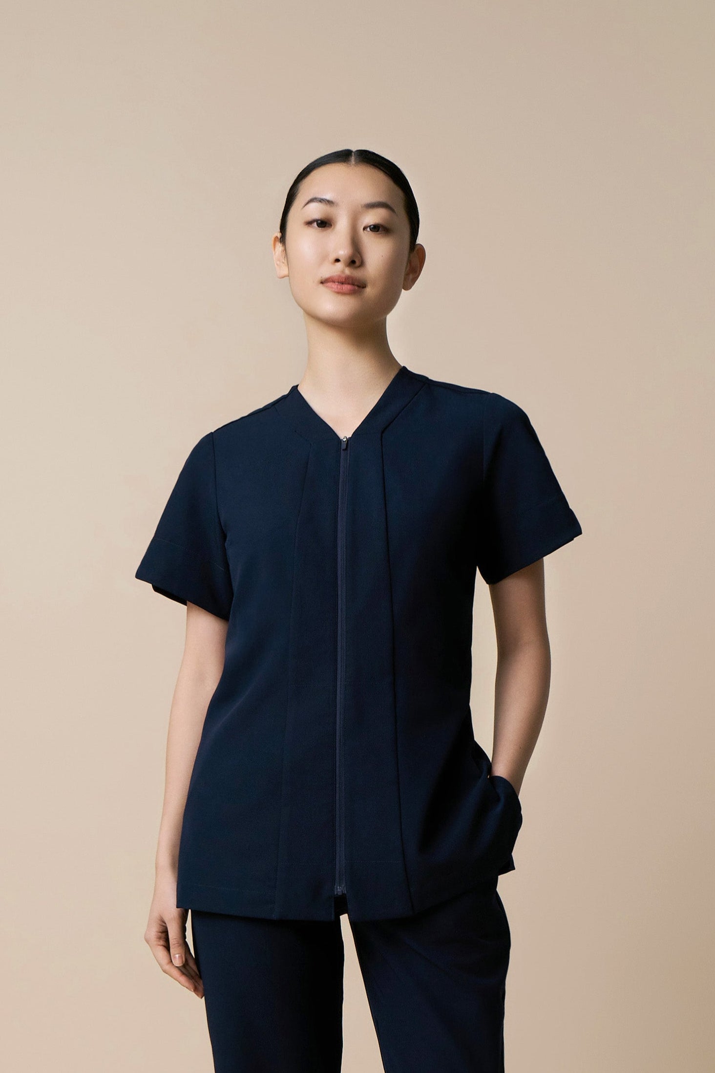 Lotus Zip Through Tunic - Navy
