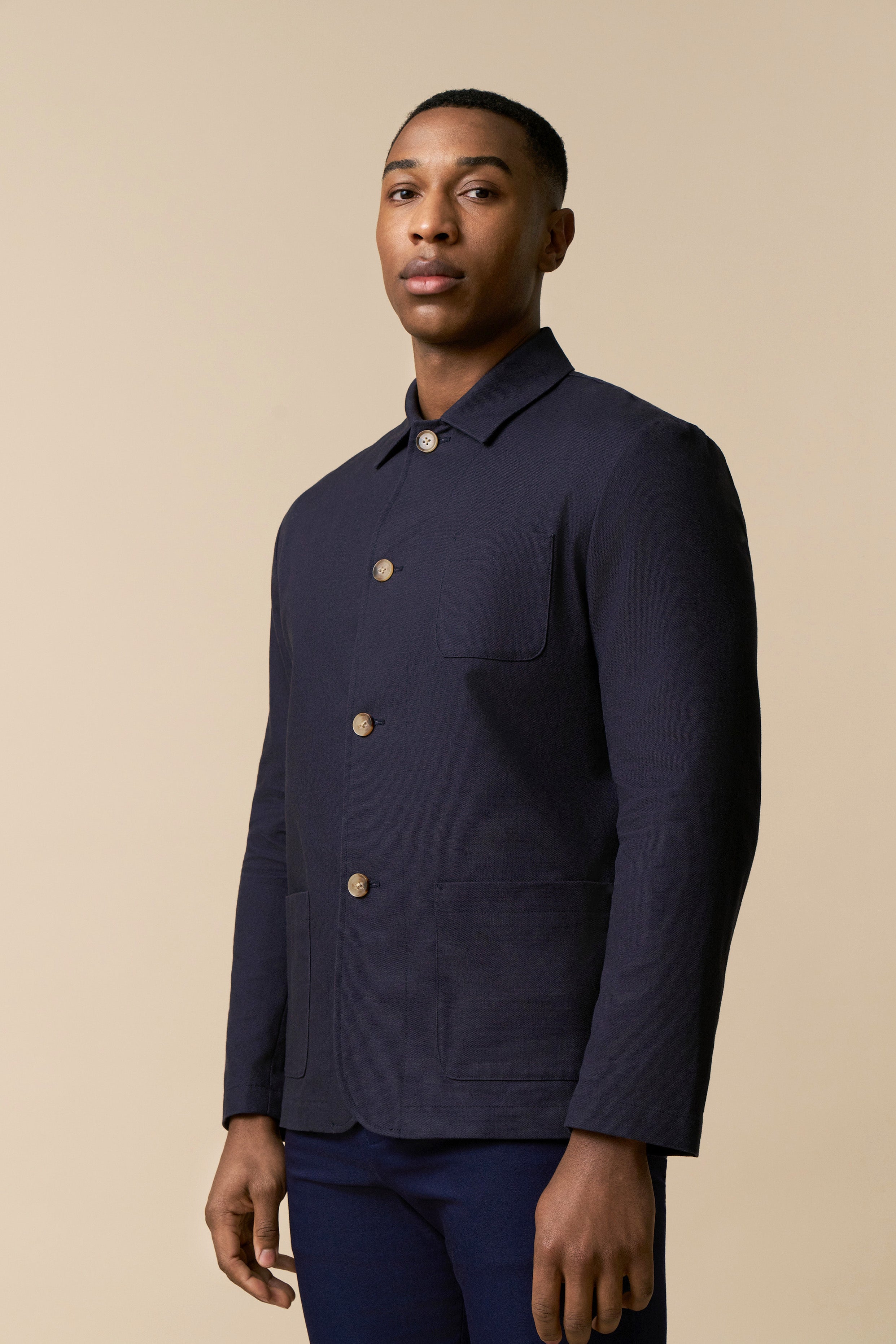 Raffia Chore Jacket - Navy