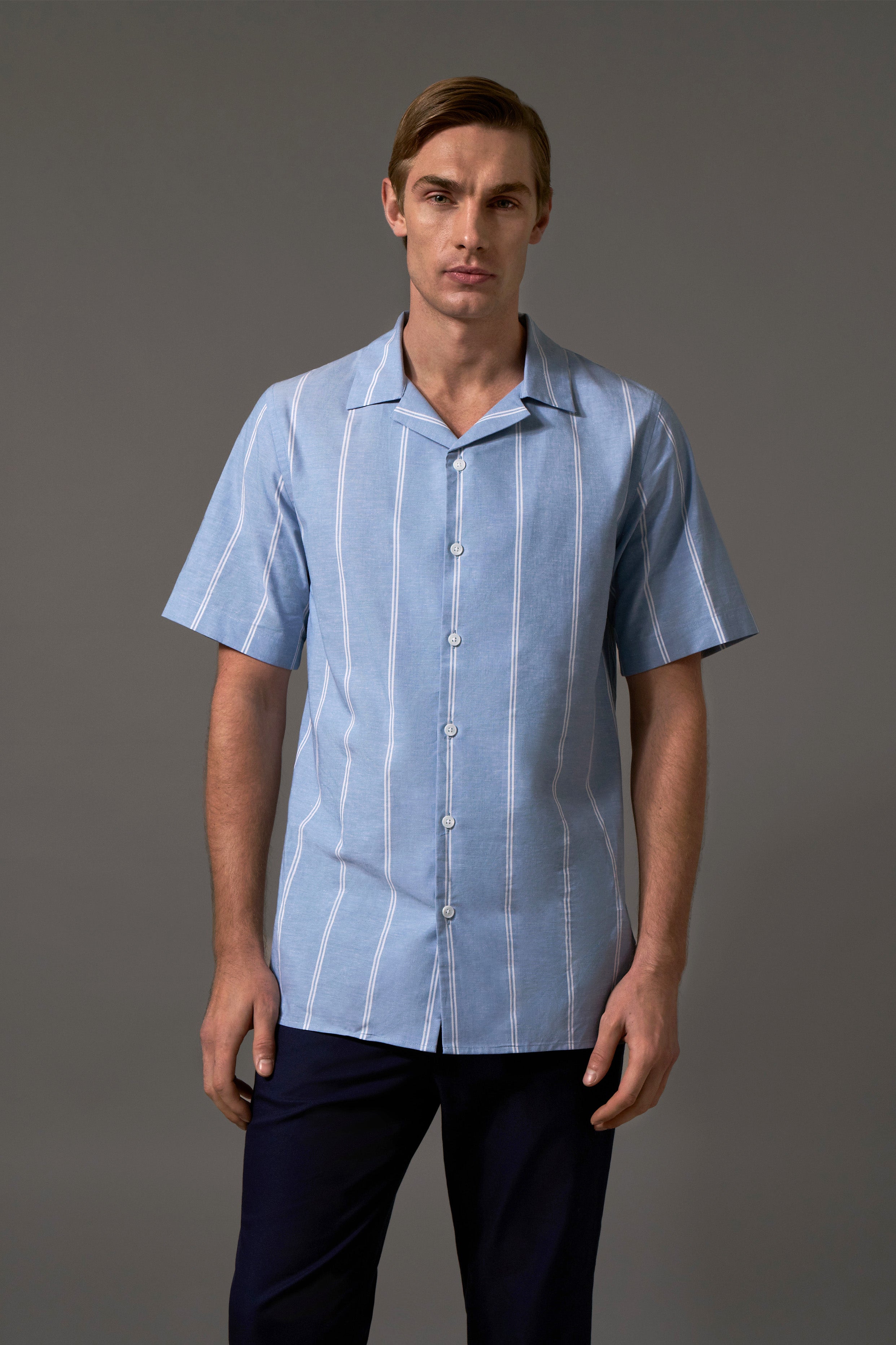 Willow Cuban Shirt - Blue Stripe