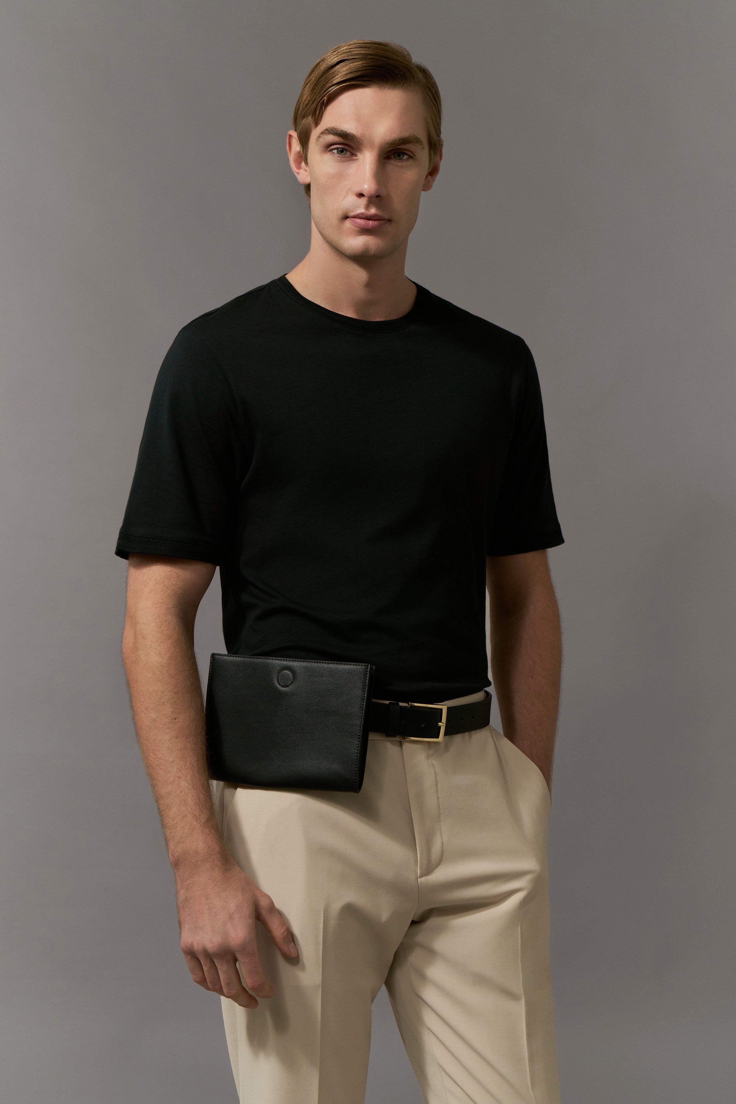 Date Magnetic Closure Pouch - Black